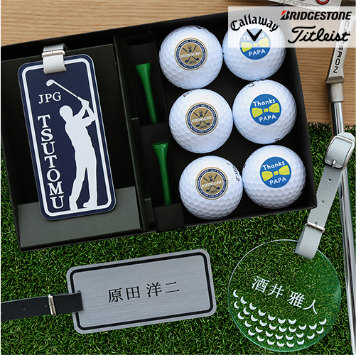 思わず自慢したくなるようなゴルフボール6個・名前タグ・Tee2本のセット