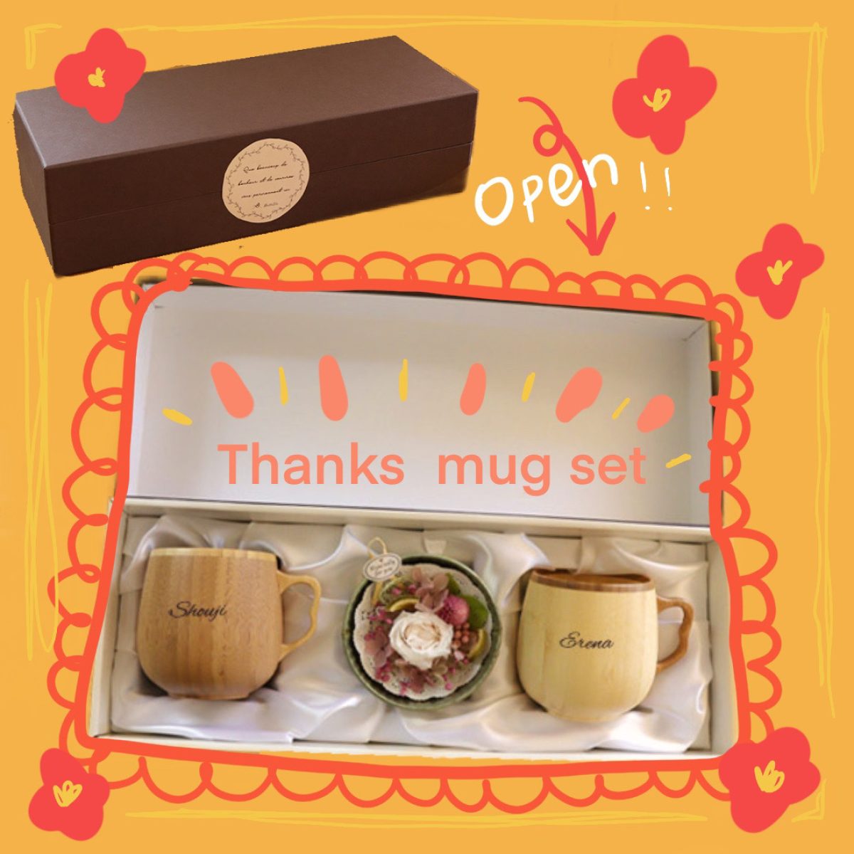 敬老の日、大人気のペアマグとプリザがセットに！さんくすマグセット