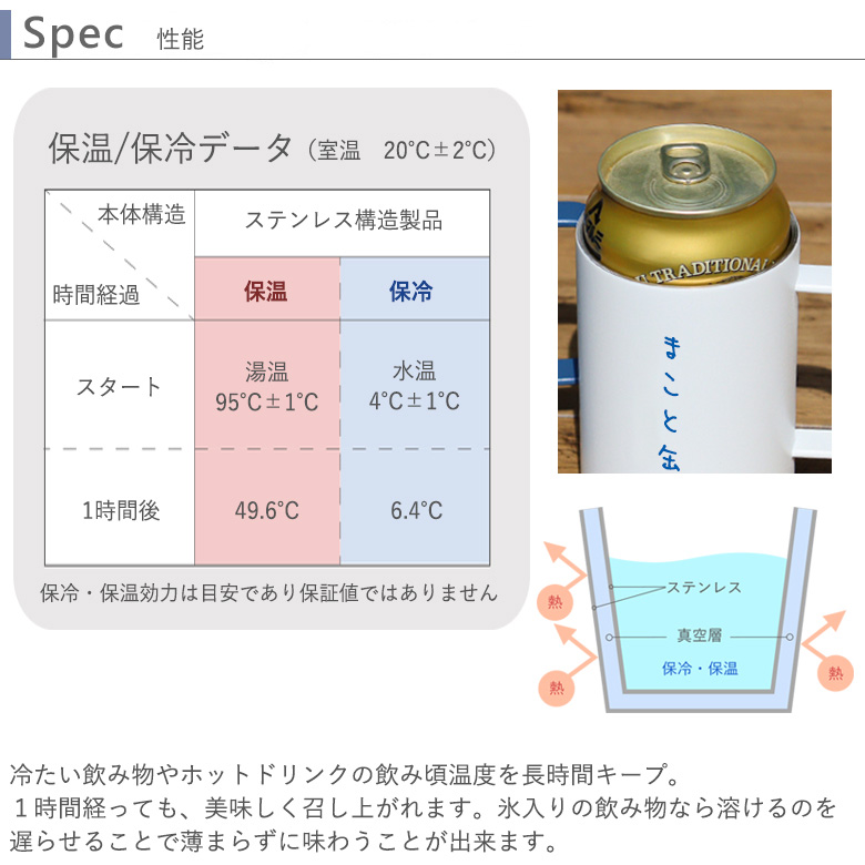 軽くて保温性の高いステンレス真空2重構造