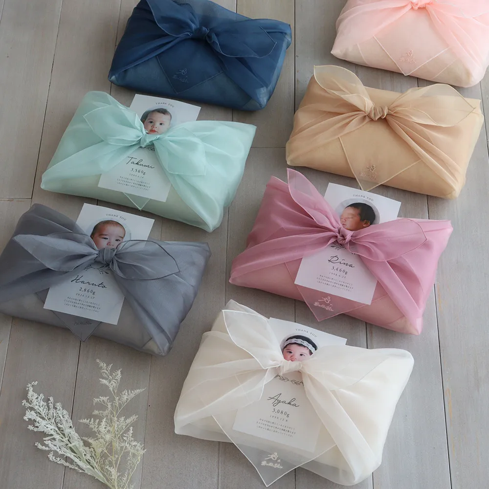 結婚式 体重米 写真入り 風呂敷 オーガンジー 新郎新婦セット