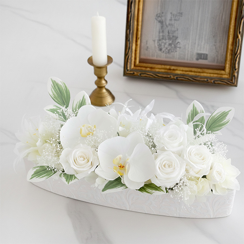 プリザーブドフラワー 仏花 お供え花 風月(ふうげつ)　花器付