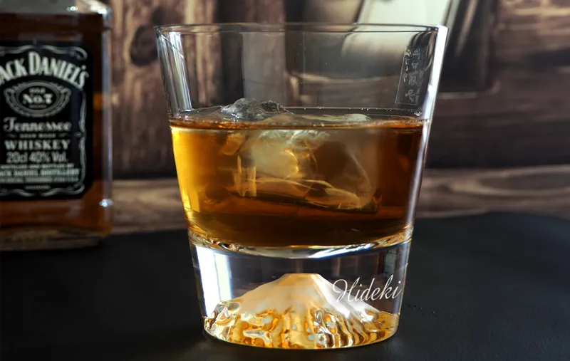 名入れ 田島窯 江戸硝子 富士山ロックグラス（木箱入）