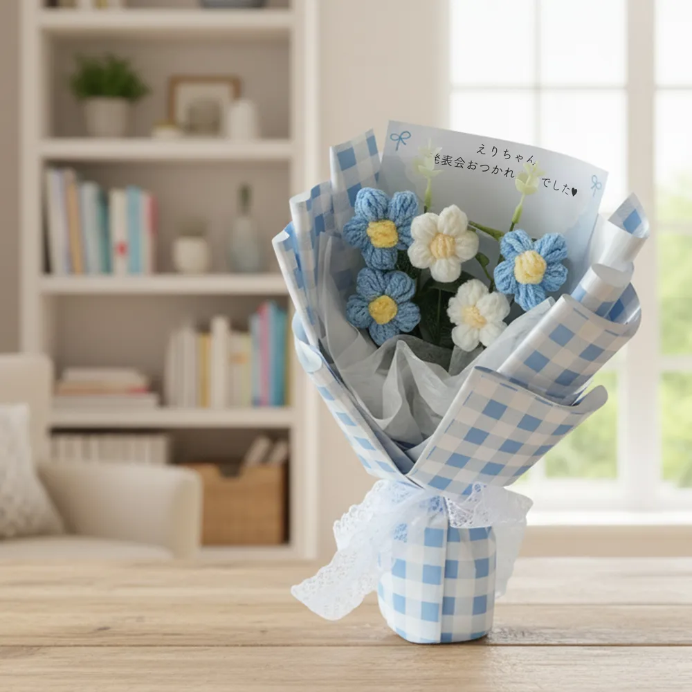 ニットブーケ ギンガムチェック