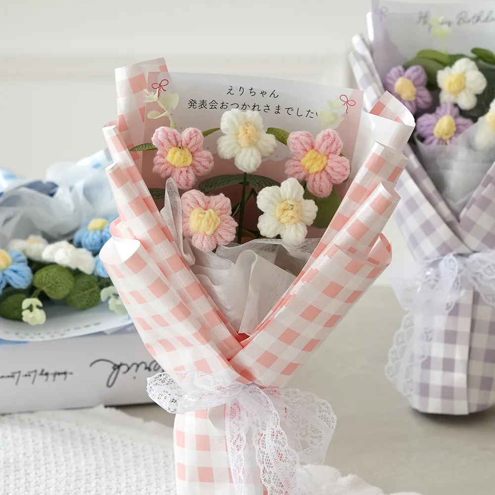 ニットブーケ ギンガムチェック