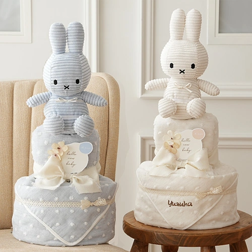 【おむつケーキ】コーデュロイミッフィー プレシャスタオルおむつケーキ