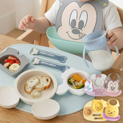 ミッキー＆ミニー 食器&小物セット お花見　ピクニックに！ 出産祝い ベビー食器】ミッキー・ミニー アイコンランチプレート+名前
