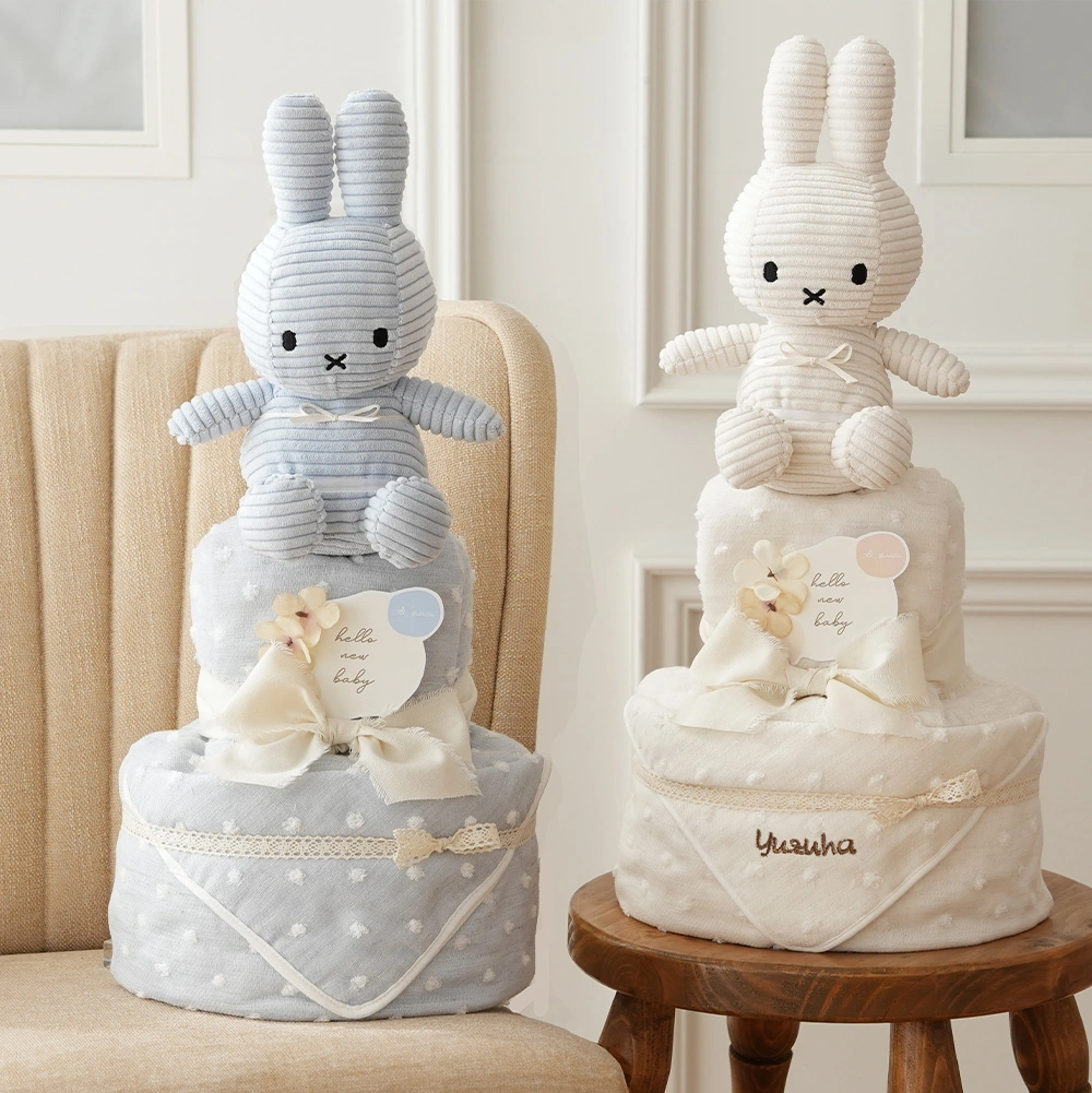 おむつケーキ】コーデュロイミッフィー プレシャスタオルおむつケーキ