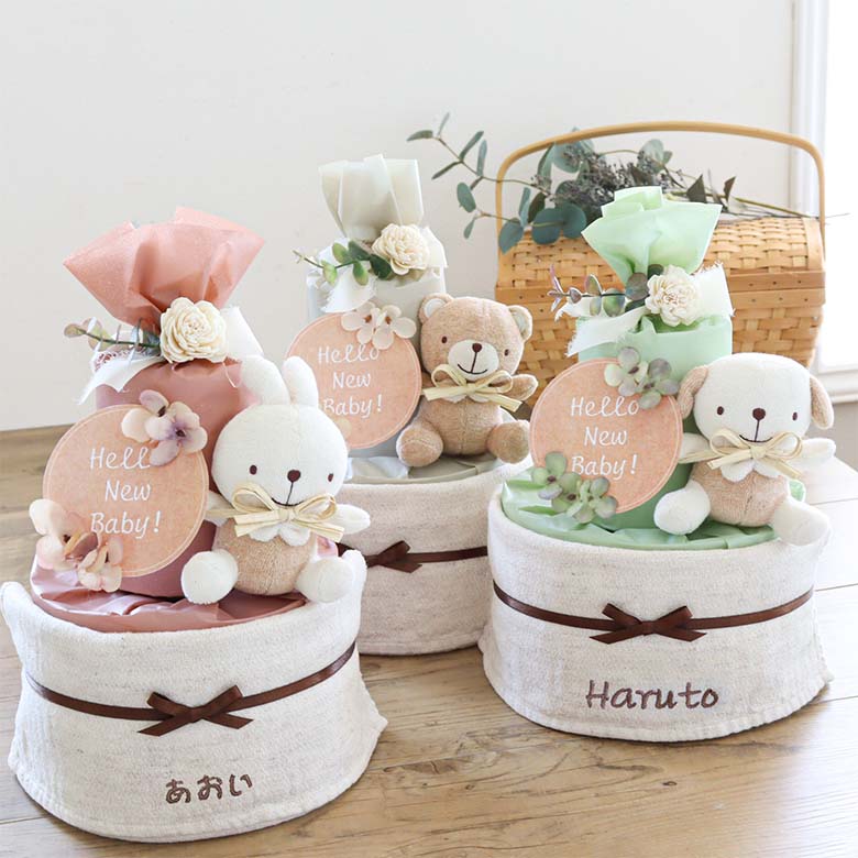 【おむつケーキ】ナチュラルオーガニックコットンタオルおむつケーキ