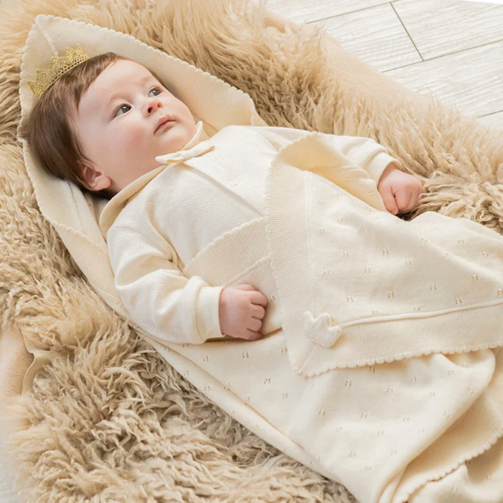 出産祝い】ニットブランケット オーガニックコットン100％ 王冠