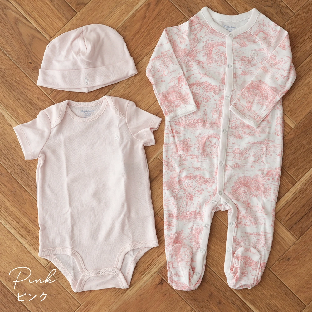 POLO RALPH LAUREN(ポロ ラルフローレン)ベビーグッズ 3点セット トワルジュイ ピンク