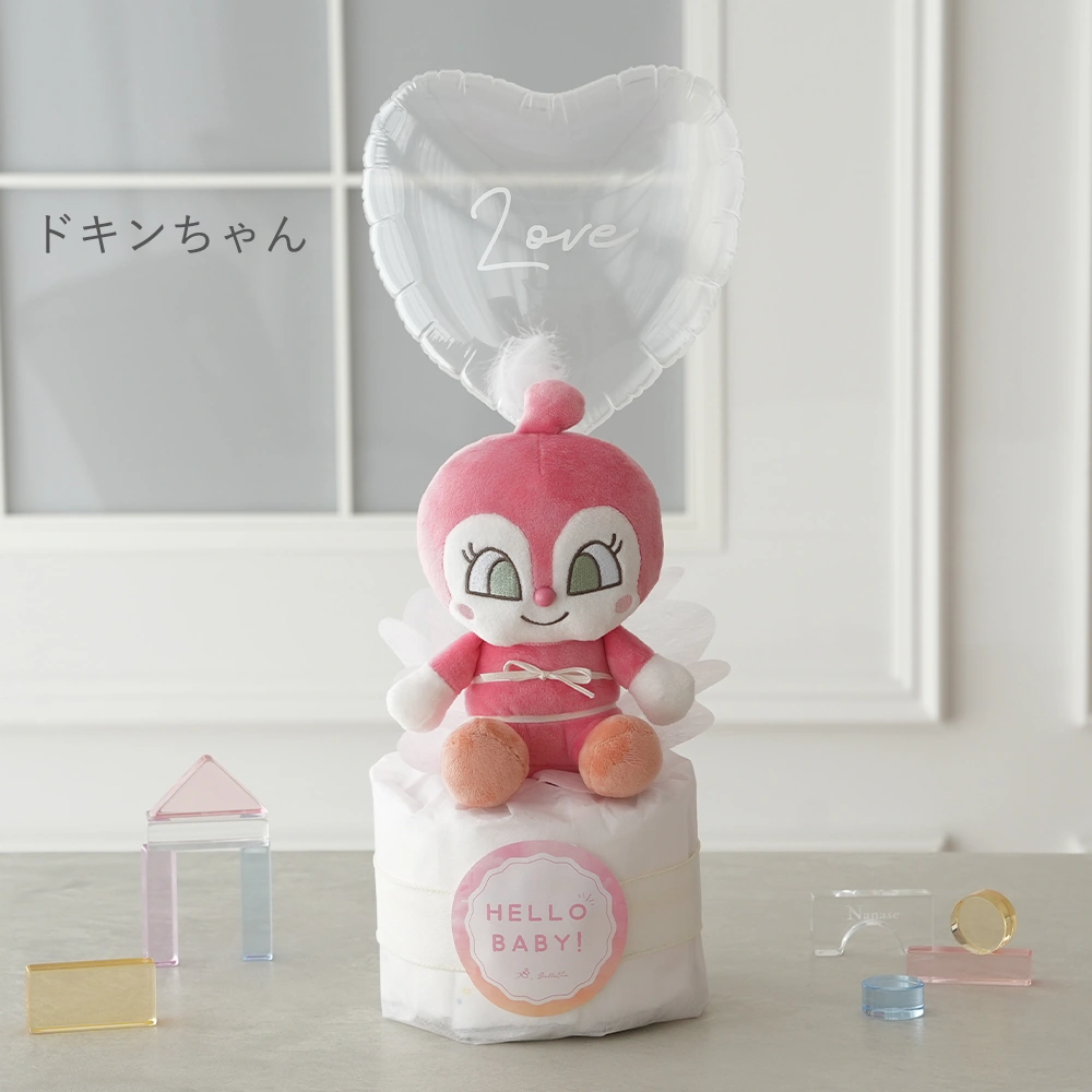 【出産祝い】アンパンマンバルーンおむつケーキ　ドキンちゃん
