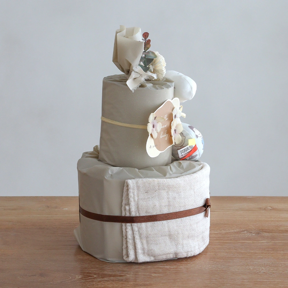 スヌーピー（snoopy）にぎにぎラトルおむつケーキ 