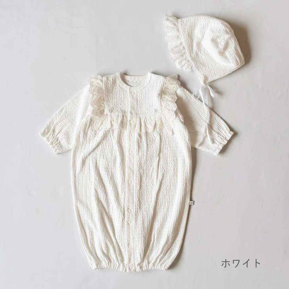 【出産祝い】mocmof（モクモフ）　レース2wayオール+ボンネットセット