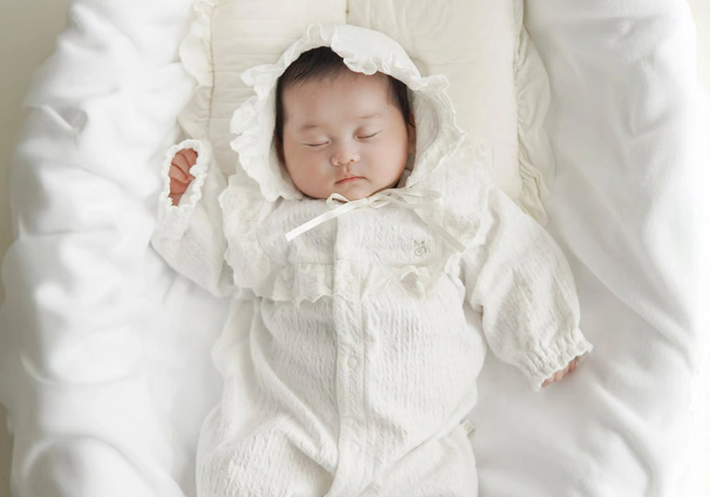 出産祝い】mocmof（モクモフ） レース2wayオール+ボンネットセット