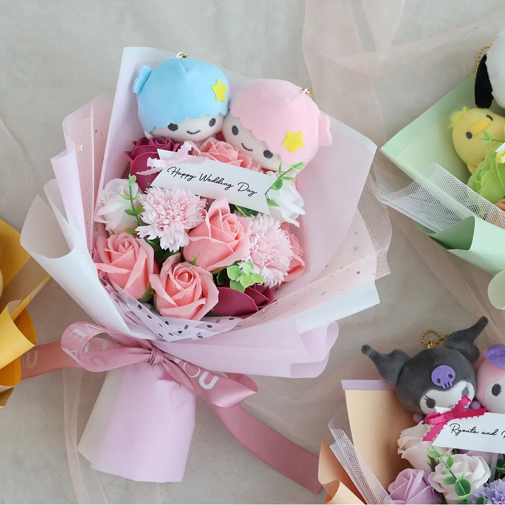 組み合わせ自由 ぬいぐるみソープフラワーブーケ（ぬいぐるみ別売り）
