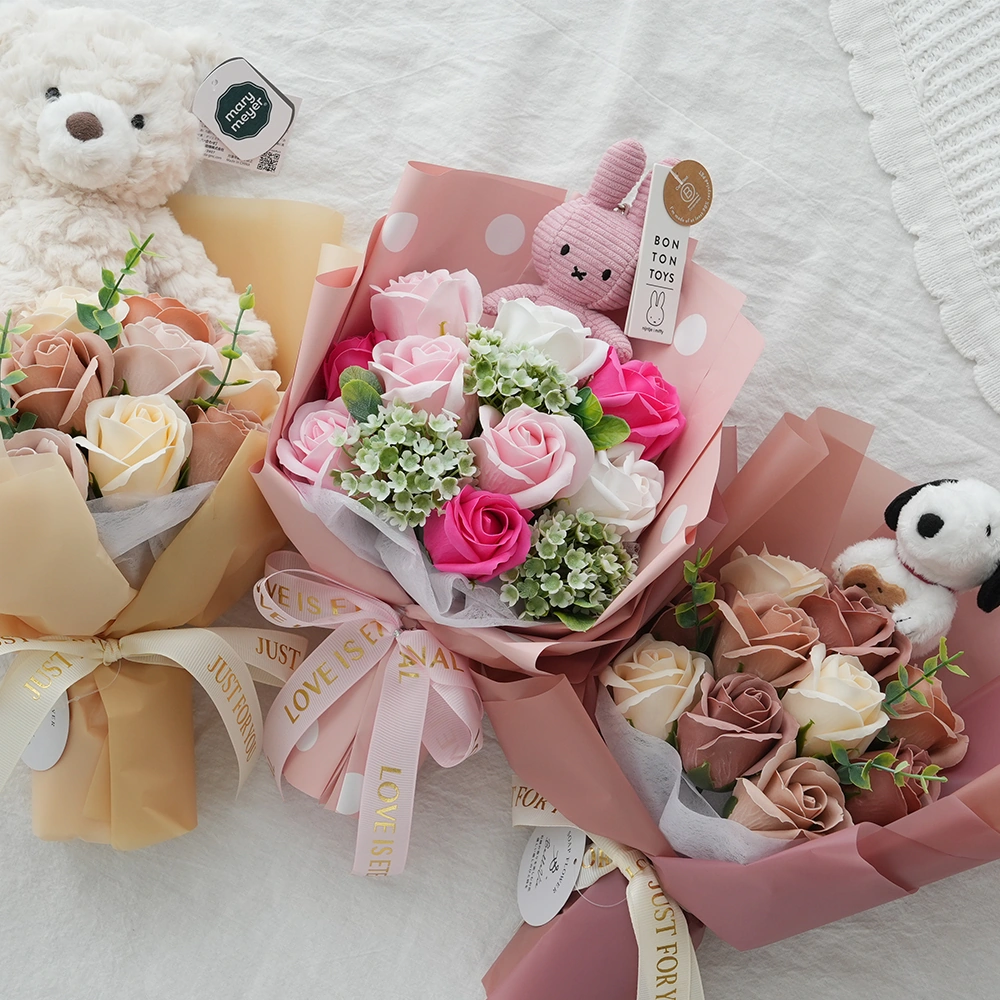 組み合わせ自由 ぬいぐるみソープフラワーブーケ（ぬいぐるみ別売り）