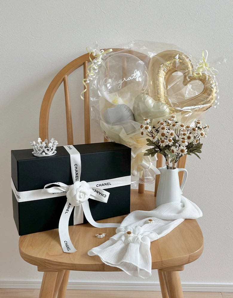 ハートバルーンブーケ（メッセージシール付き）