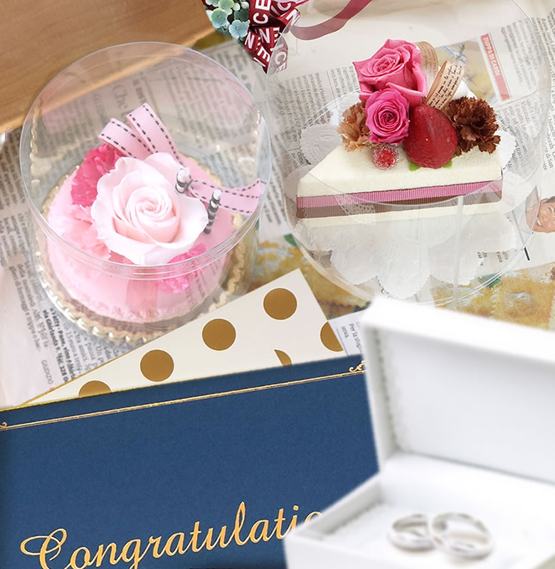 【電報　結婚式】ハッピーギフト電報　プリザーブドフラワー プリティースイーツ