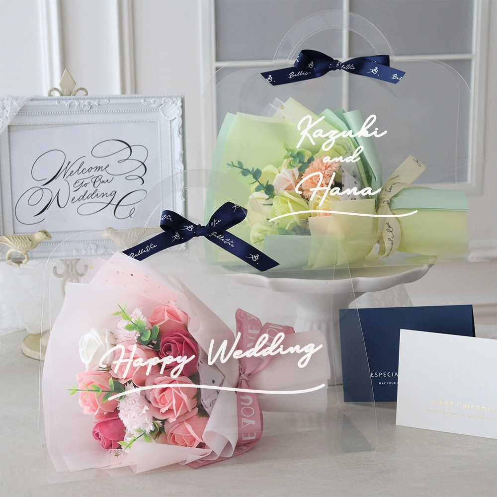結婚式 電報 ギフト】祝電付き ソープフラワー クリアバッグブーケ