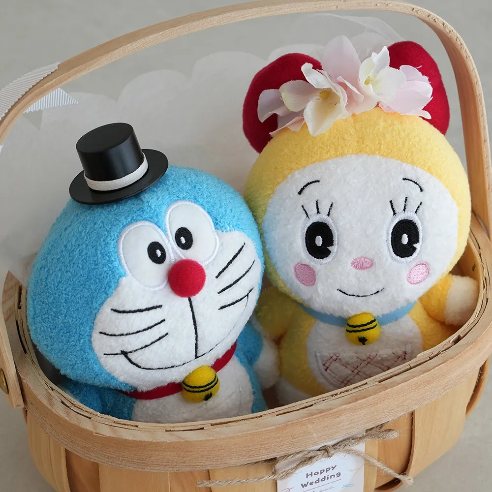 【結婚式 電報 ギフト】ドラえもんウェディングドールバスケット　ドラえもんとドラミちゃん