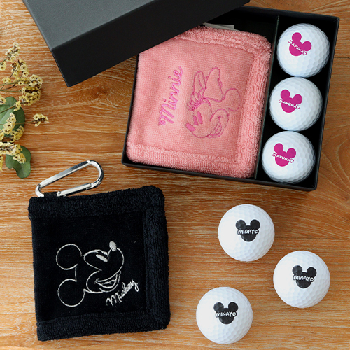 名入れゴルフボール＆ミッキーミニークリーナータオルセット