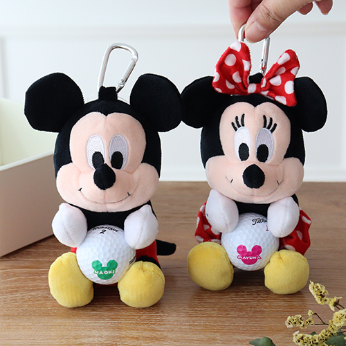 ミッキー＆ミニー抱きぬいぐるみポーチペアセット　名入れゴルフボール付き