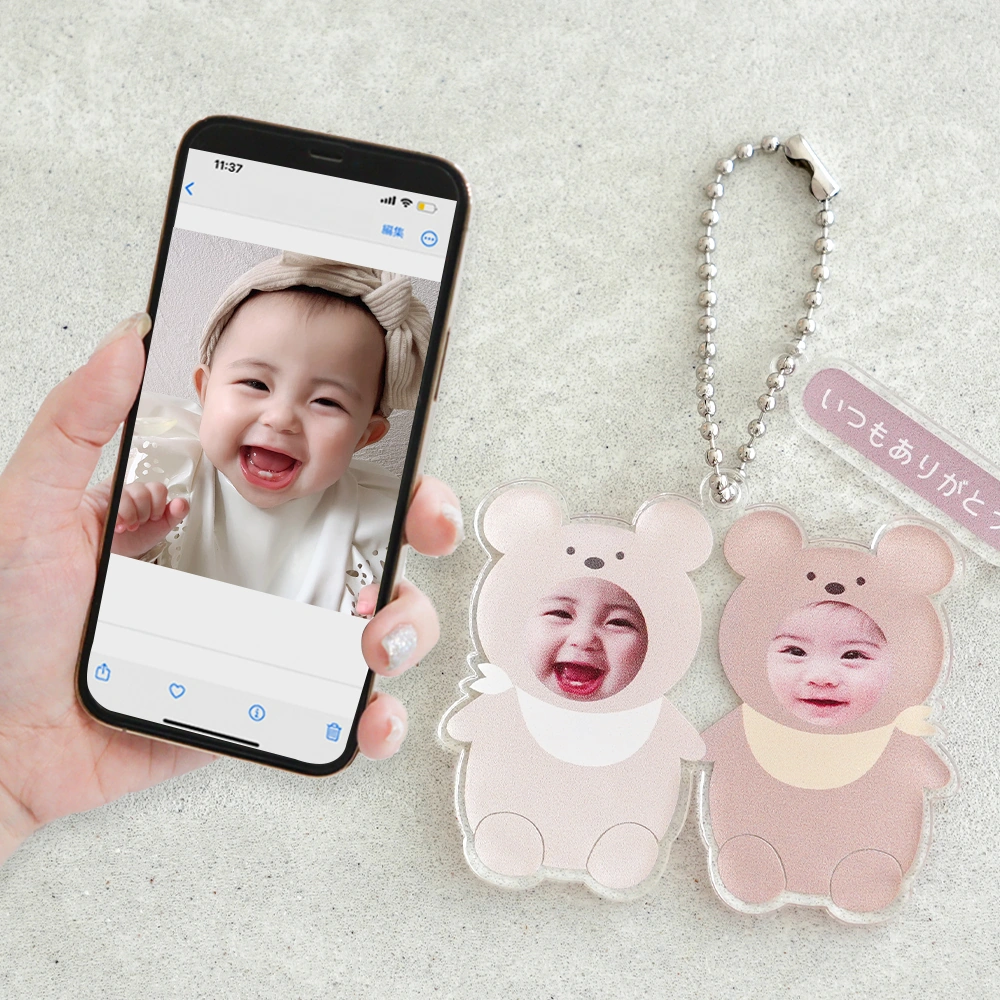 名入れ】オリジナル着ぐるみキーホルダー写真入り 【ペアデザイン