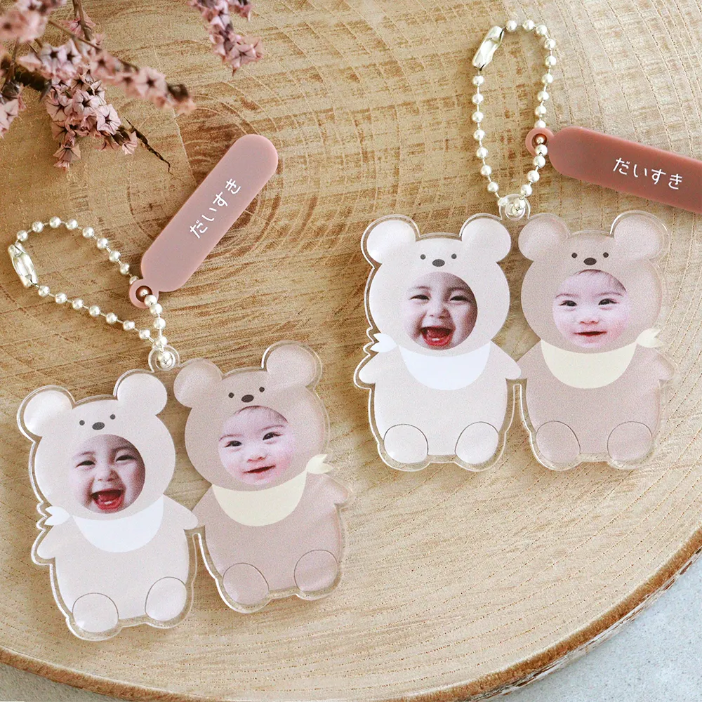 オリジナル着ぐるみキーホルダー写真入り 【ペアデザイン】【同一デザイン・2個セット】