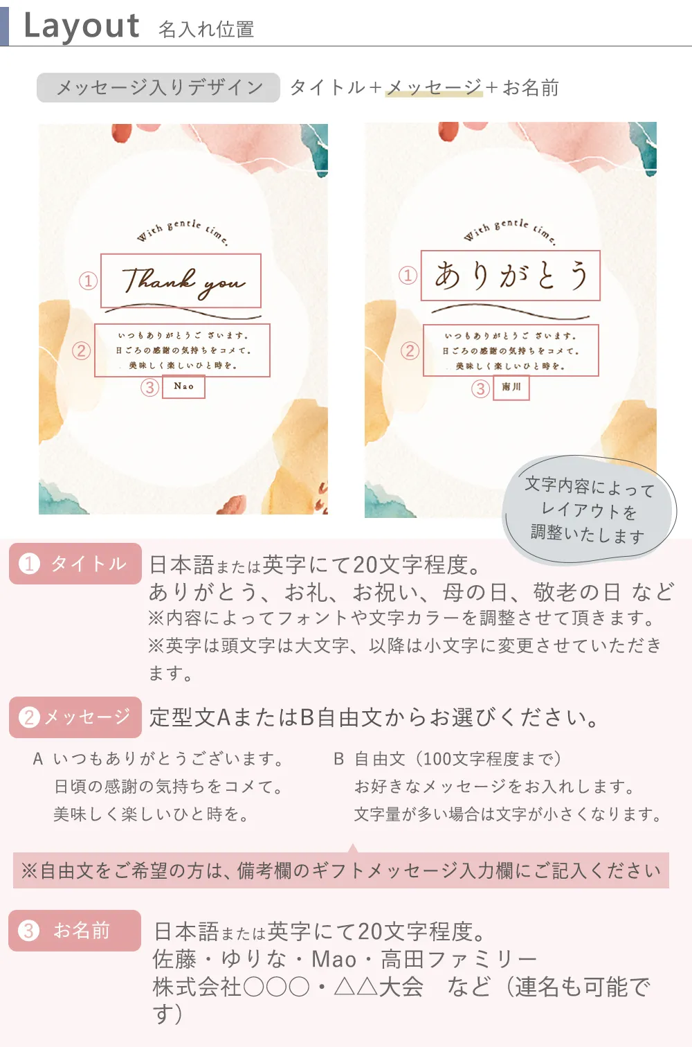 ソープフラワー ピッコロブーケ+お米3合 お米ギフト レイアウト