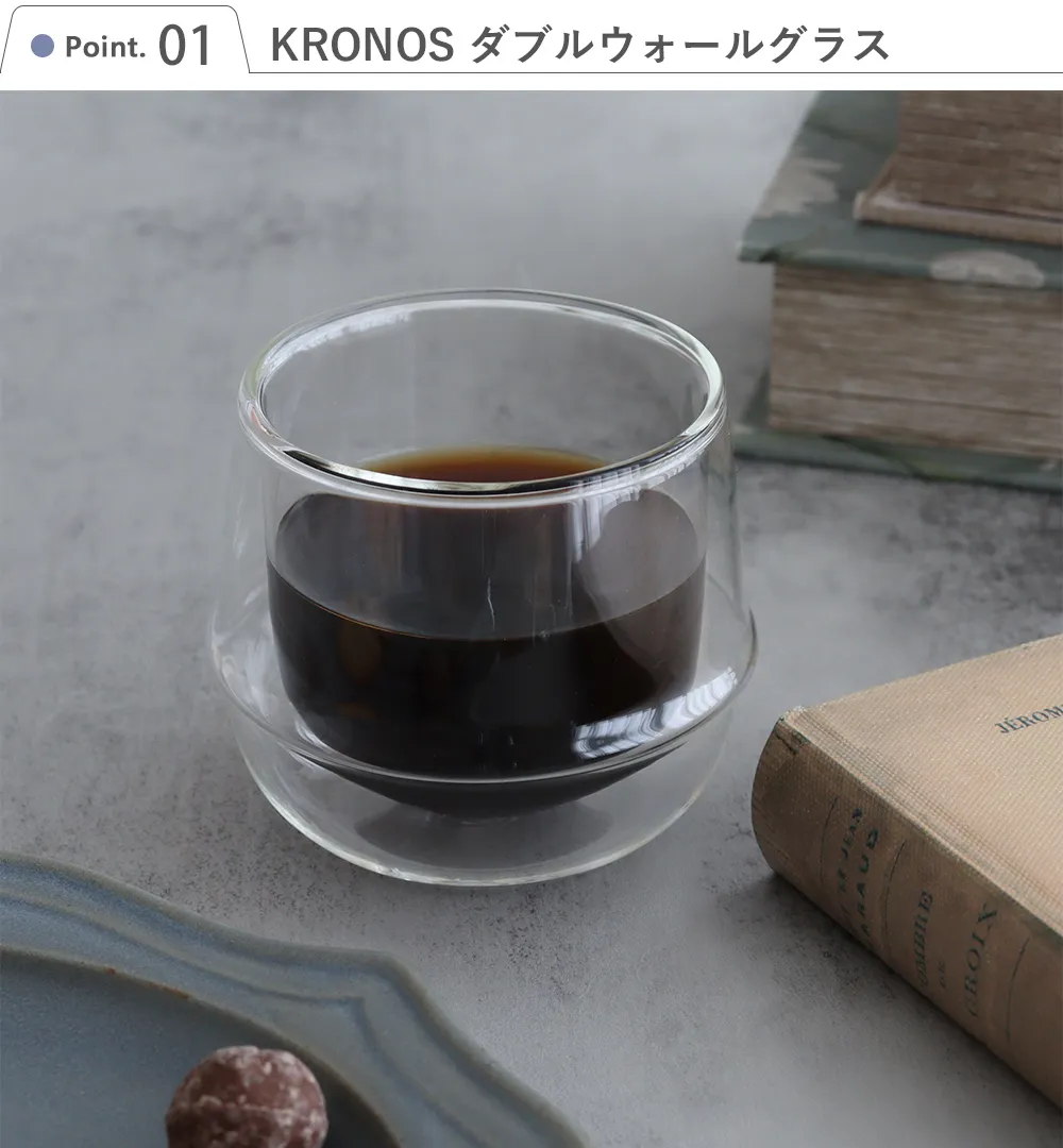 【結婚式 電報 ギフト】KRONOSダブルウォール ワイングラスペアセット Point1 KRONOS ダブルウォールグラス