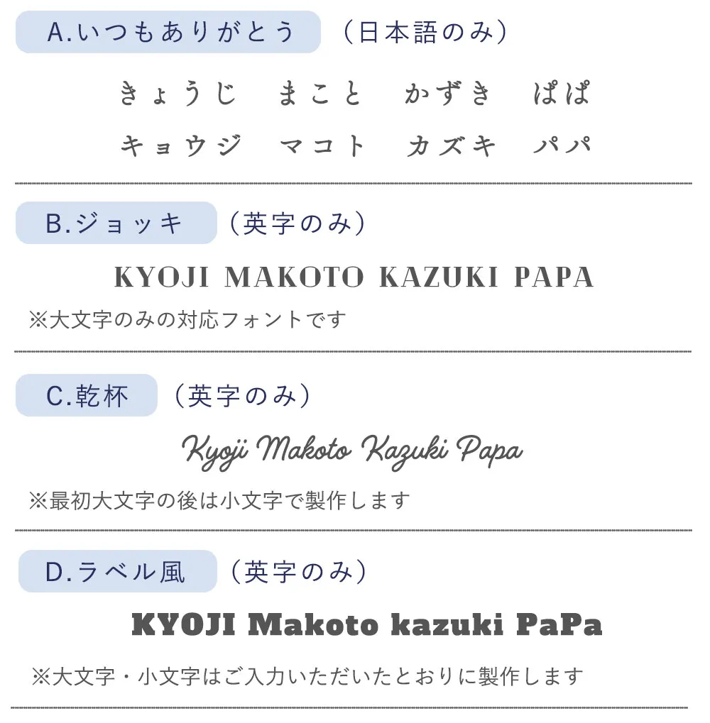 名入れオプションについて