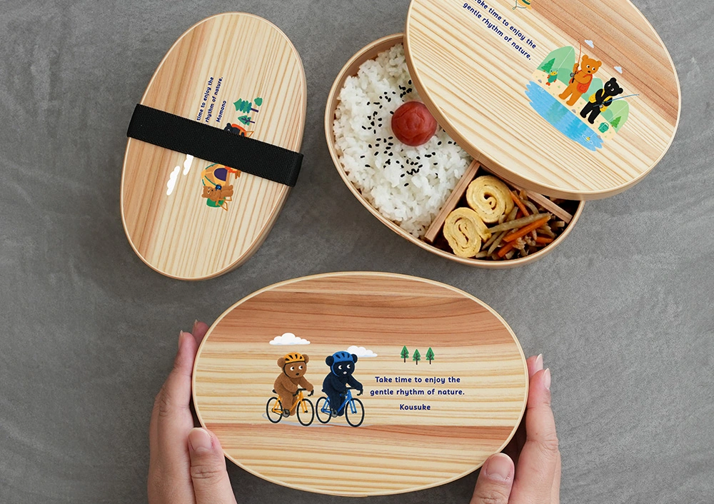 サイズと名入れが選べる選ぶのも楽しいくまのデザインのお弁当箱