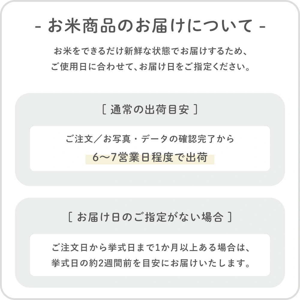 【お米の納期】についてバナー