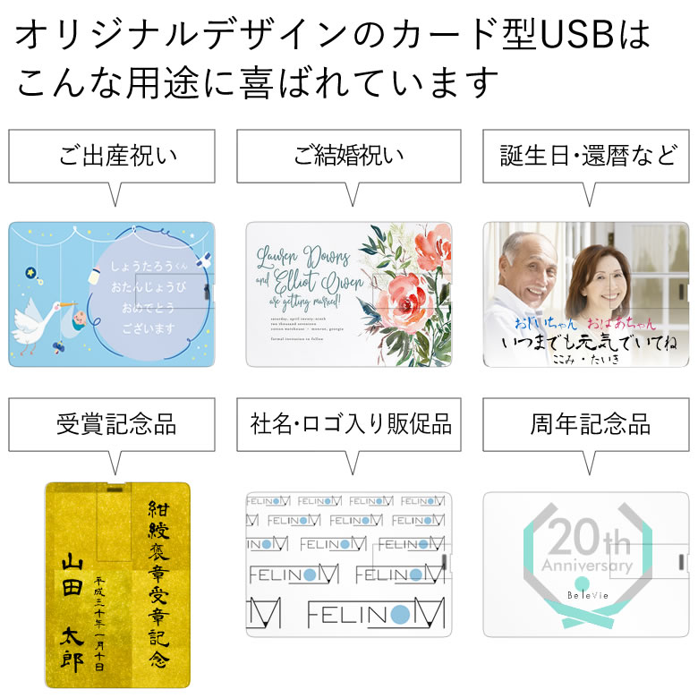 オリジナルデザインカード型USBはこんな用途に喜ばれています