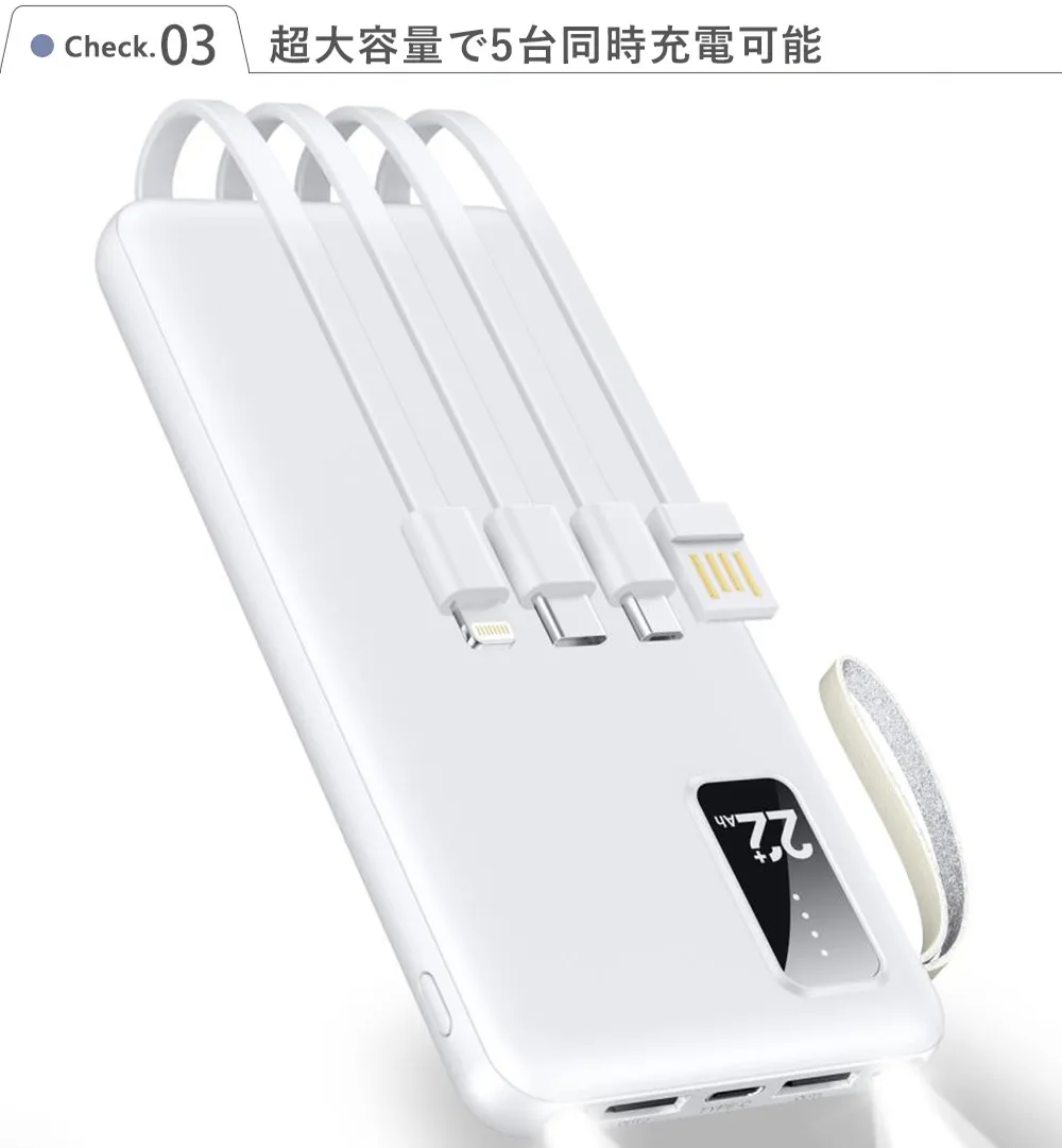 【名入れ】モバイルバッテリー 22800mAh Check.3  超大容量で５台同時充電可能