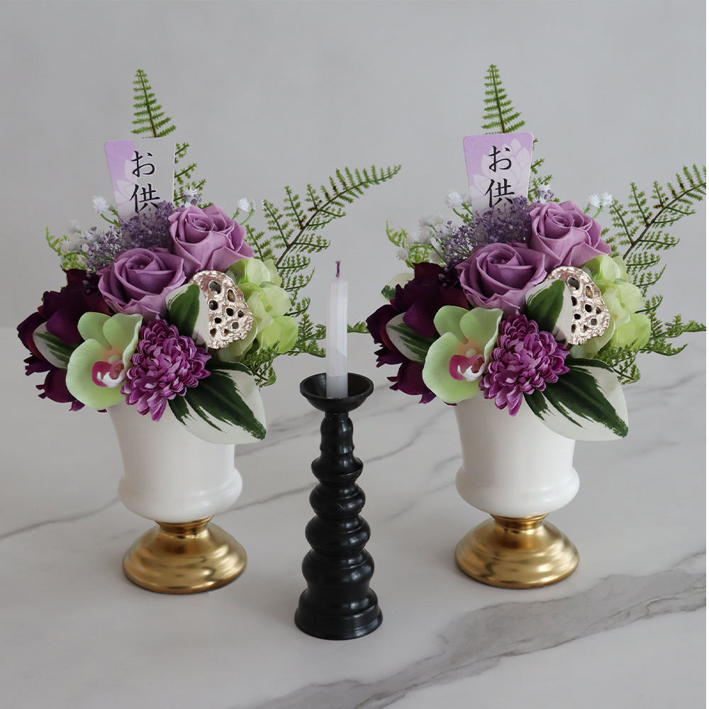 プリザーブドフラワー 仏花 お供え花 清輝（せいき）花器付