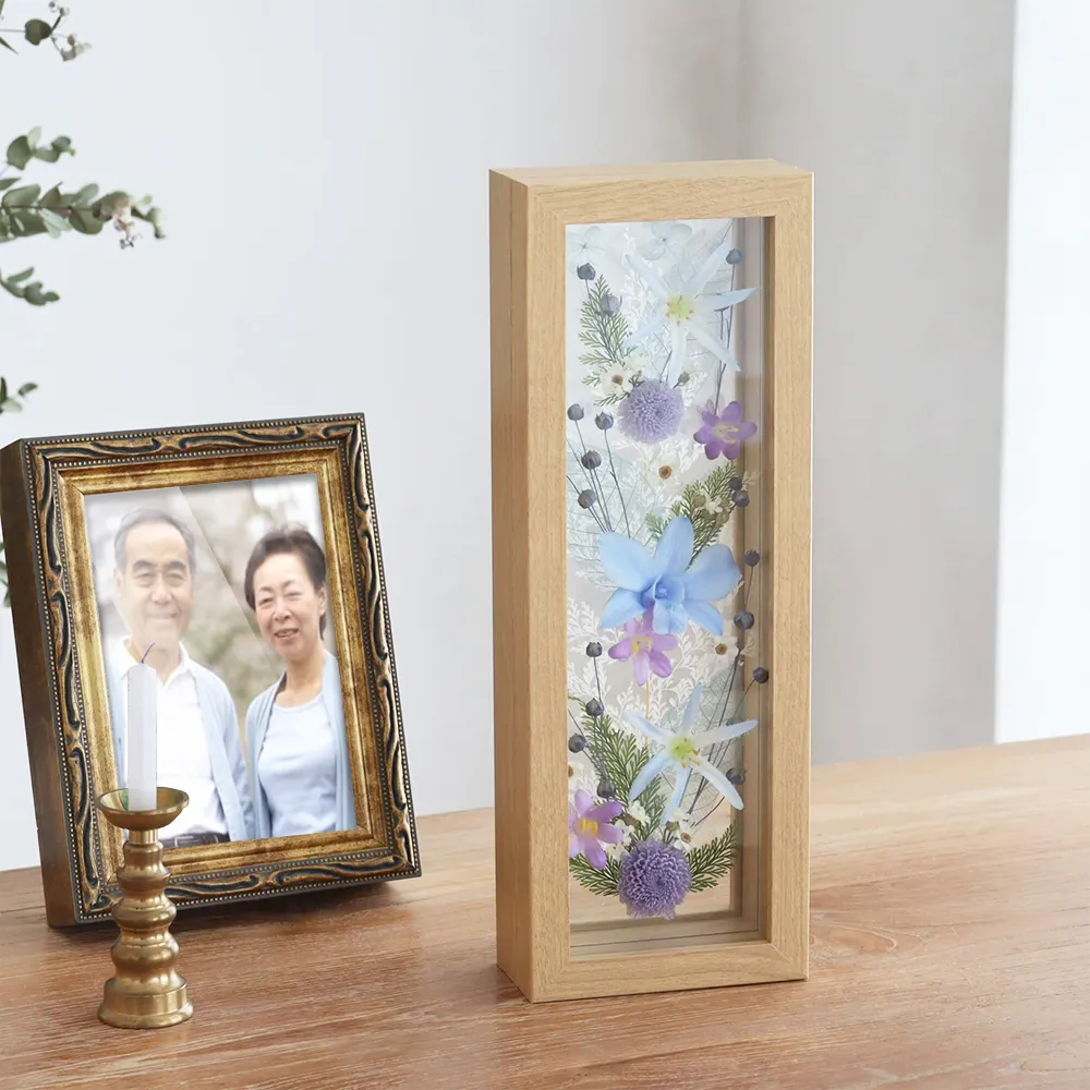 プリザーブドフラワー 仏花 お供え花 花窓（優雅ゆうが・紫水しすい）S