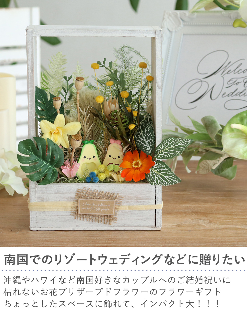 プリザーブドフラワーフレーム アボカドカップル｜ベルビー