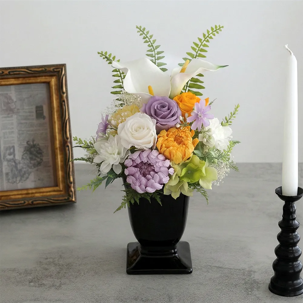 プリザーブドフラワー 仏花 お供え花 風月(ふうげつ)　花器付