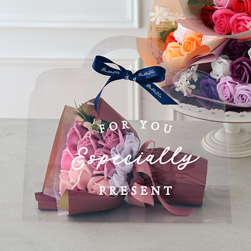 ソープフラワー クリアバッグブーケキュートシャボンブーケ