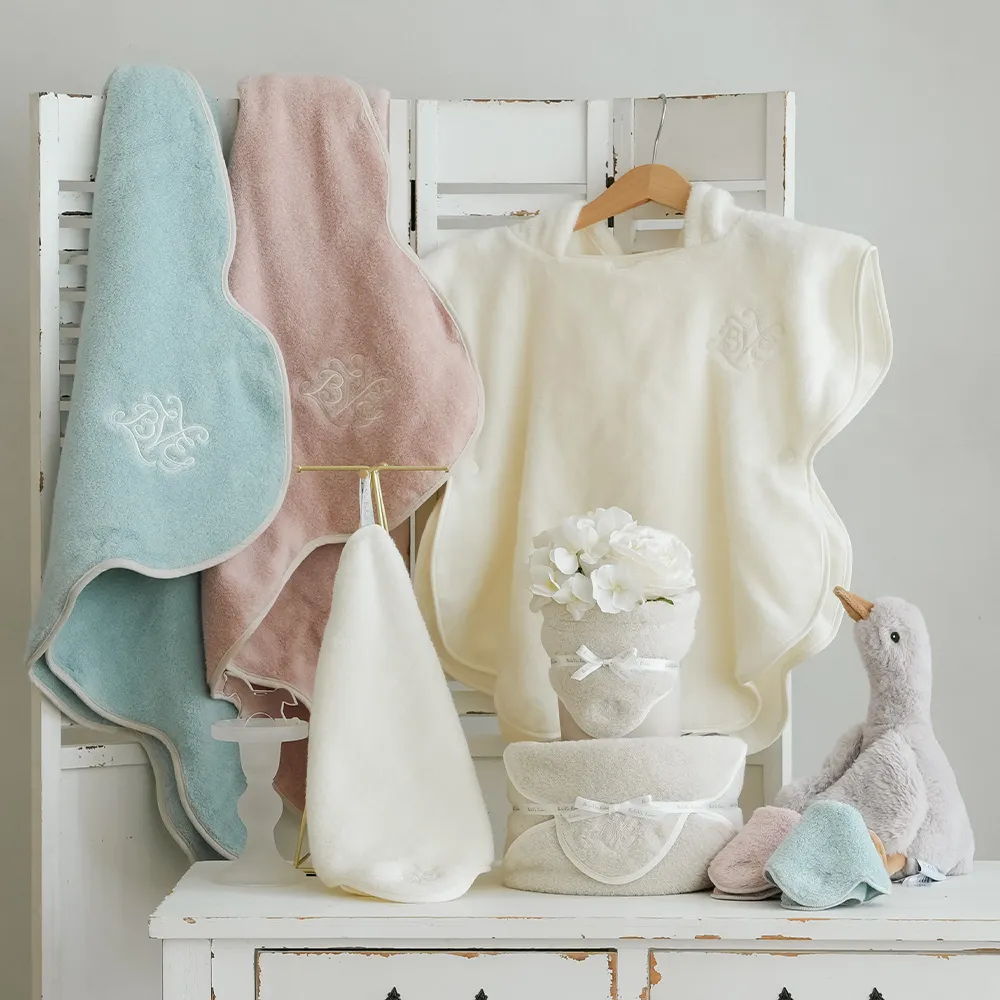 【ベルビーアンファン】Nuage オーガニックコットン MokuMoku フード付きタオル３点セット