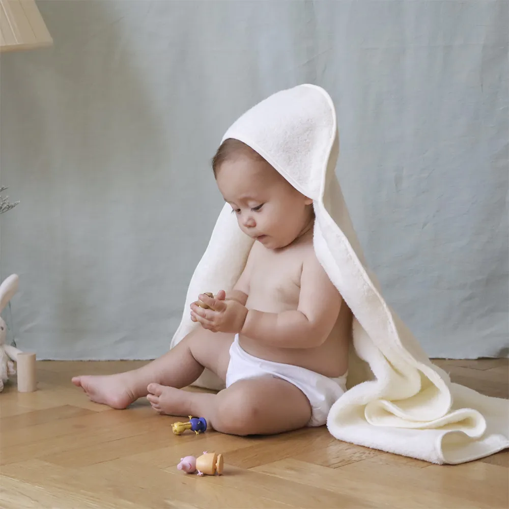 【ベルビーアンファン】Nuage オーガニックコットン MokuMoku フード付きタオル４点セット