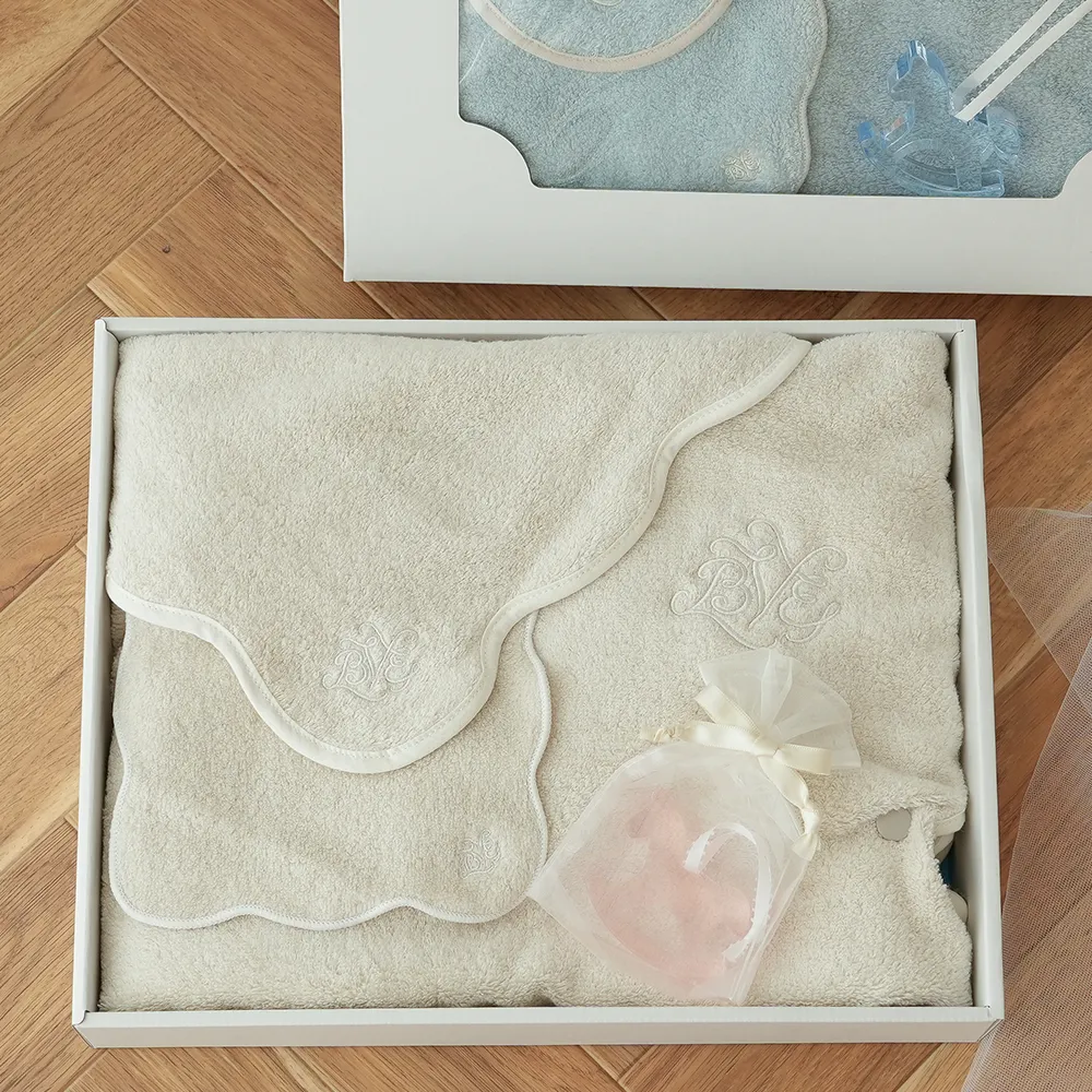 【ベルビーアンファン】Nuage オーガニックコットン MokuMoku フード付きタオル３点セット